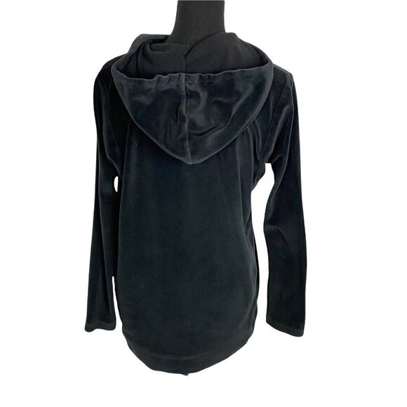 J Jill PURE JILL Pullover Velour Hoodie Sweatshirt Long Sleeve Black XS 46-2 - Picture 5 of 12